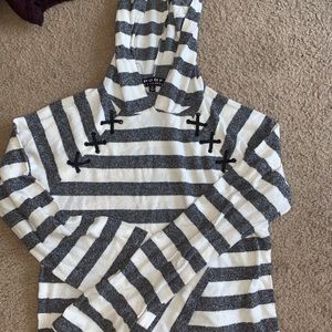 Grey and white hooded sweater